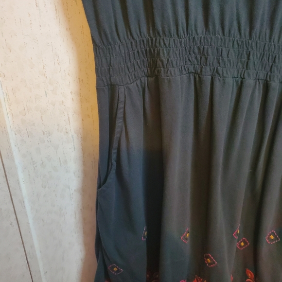 JOHNNY WAS Blue with Red Embroidered Midi Dress Size S - Picture 5 of 10